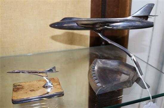 Model of V wing bomber, 1953 and a plated model of Concorde